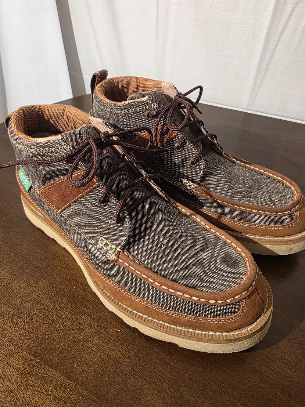 Twisted X Eco-Friendly Brown Leather & Denim High-Top Shoes